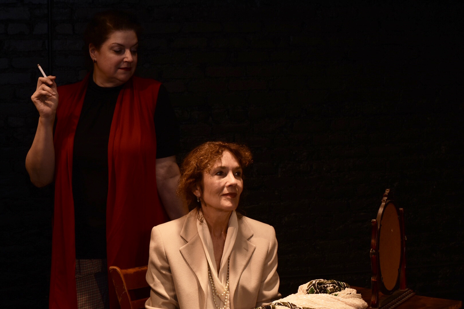 Lee Rush and Becky Minard as Sally and Clarissa in MRS. DALLOWAY by Virginia Woolf, adapted by Hal Coase