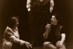 Becky Minard as Clarissa, Jeffrey Ouellette as Peter, and Lee Rush as Sally and Clarissa in MRS. DALLOWAY by Virginia Woolf, adapted by Hal Coase